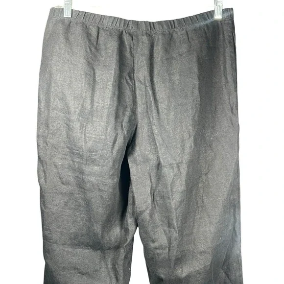 J. Jill M Black Linen Pants Lagenlook Minimalist Pull On Wide Straight Leg Beach - Picture 6 of 9